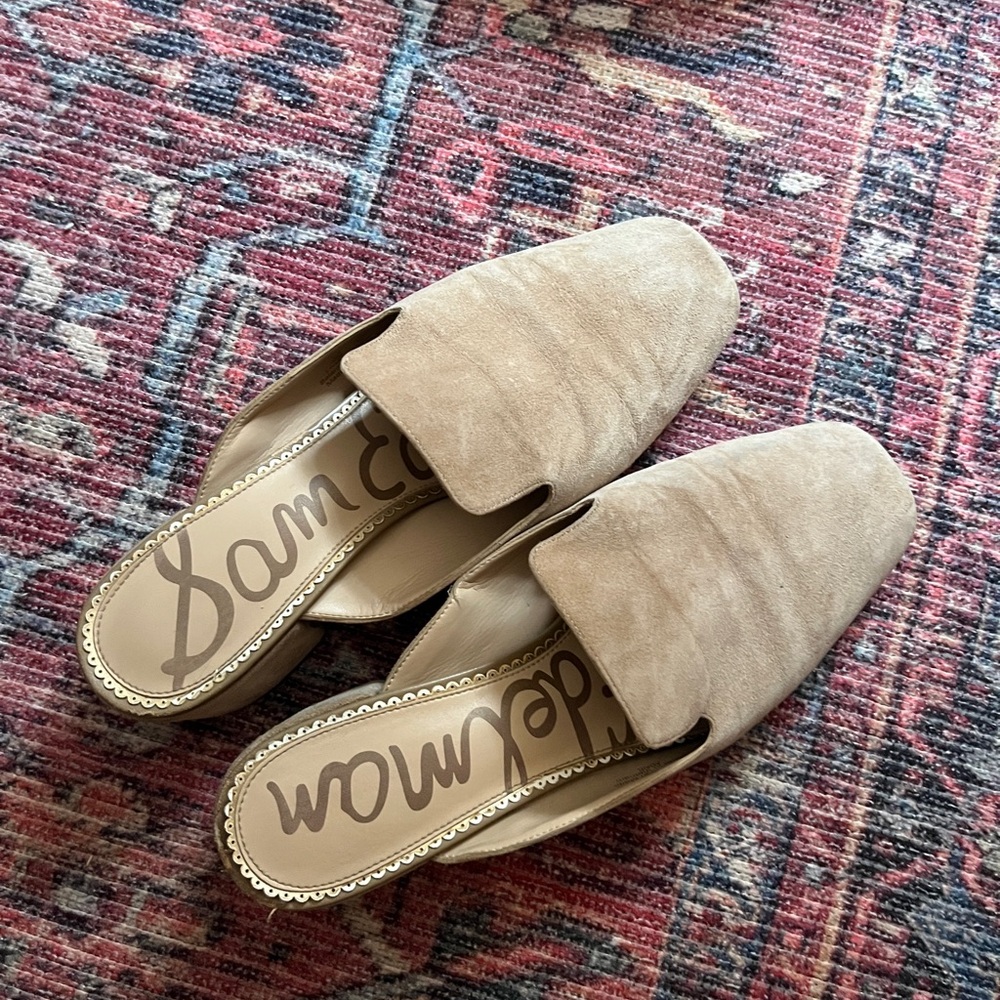 Sam Edelman Taupe Suede Slip-On Mules